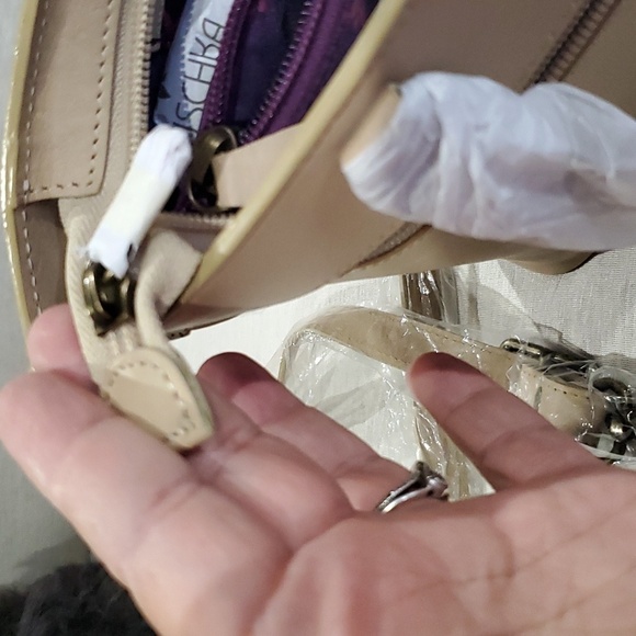 Anuschka leather handpainted cherry blossom butterfly  NWT cream handbag - Picture 10 of 11